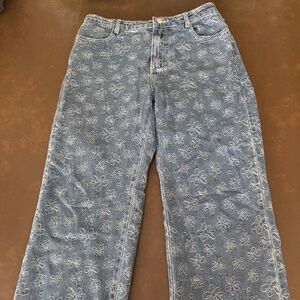Flower Print Jeans - Size Medium
